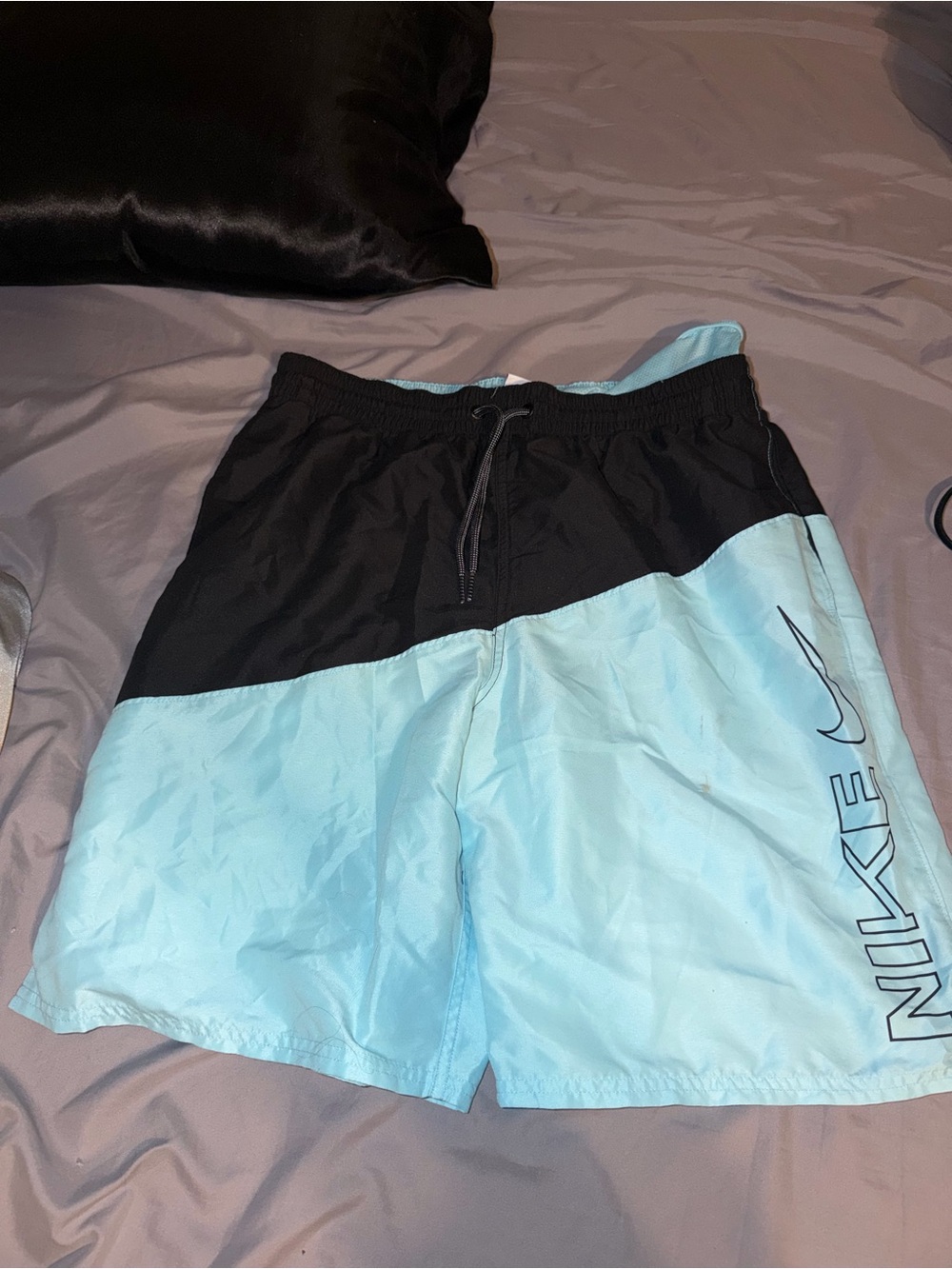 Nike Men’s Black & Light Blue Colorblock Swim Trunks